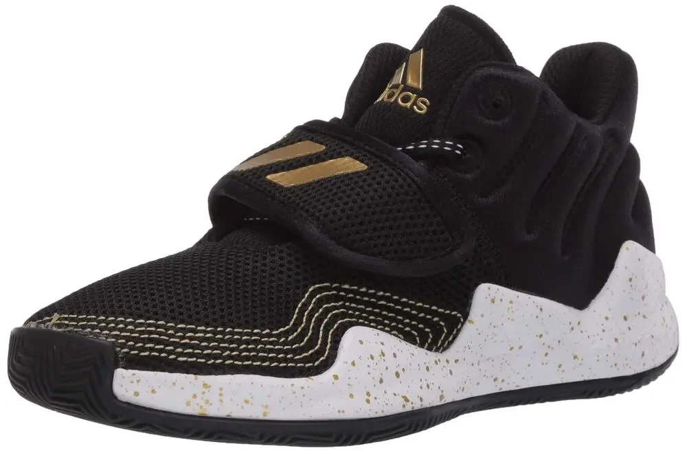ADIDAS KIDS DEEP THREAT BASKETBALL CORE BLACK WHITE/GOLD METALLIC 3 LITTLE KID M
